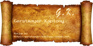 Gerstmayer Kaplony névjegykártya